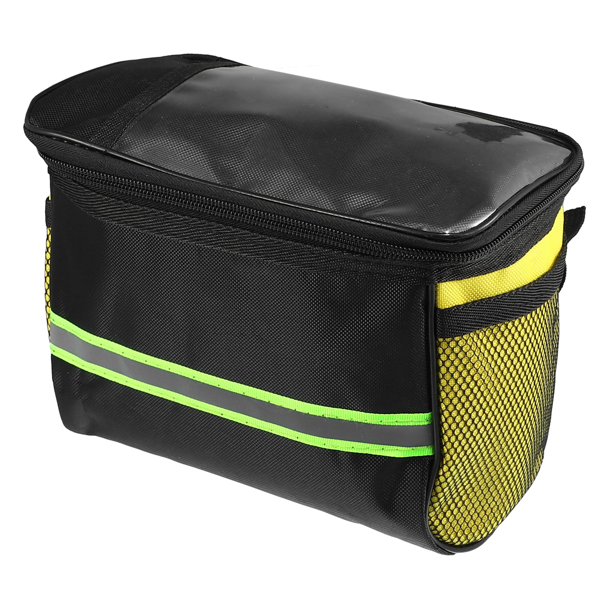 X AUTOHAUX 5L Capacity Bike Handlebar Bag with 7 inch Touch Screen Phone Holder Mesh Side Pocket Bicycle Front Storage Bag for Mountain Bikes Yellow