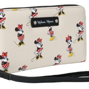 Disney Wallet Wristlet Zip Clutch Faux Leather (Minnie Mouse Cream)