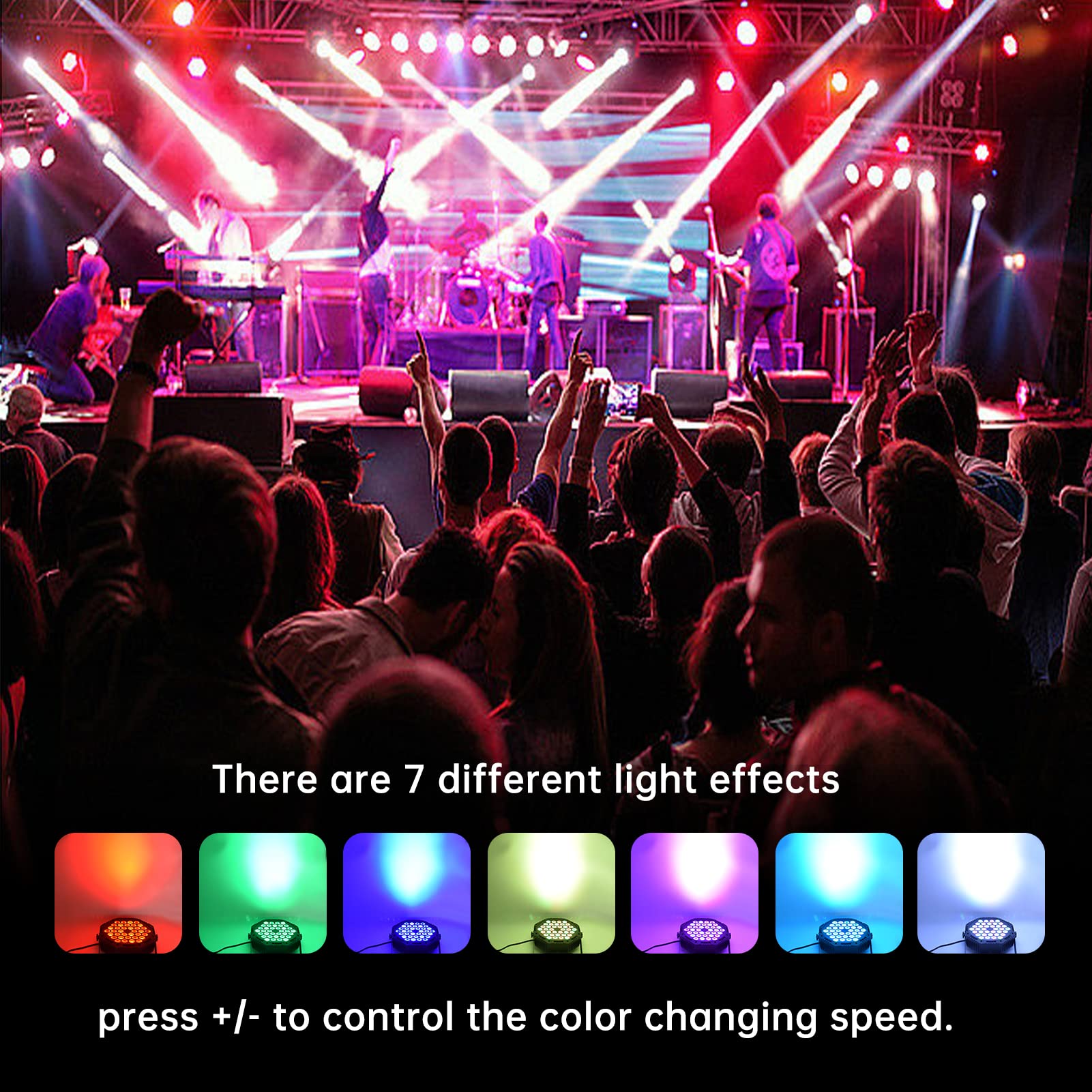 ZKEEZM 36 Led Stage Lights - DJ Par Lights, RGB Party Lights, 7 Colours Lighting with Sound Activated, Remote & DMX Control, DJ Uplighting for Parties, Birthday, Christmas, Bar, Wedding & Music Dance