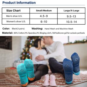 Hylaea Womens & Mens Non Slip Gripper Socks with Cushion for Yoga Pilates Barre Home Hospital Socks Dark Blue Green Small Medium