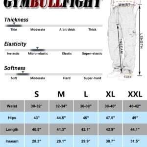 GYMBULLFIGHT Men's Cargo Sweatpants Loose Fit Pants Joggers for Men with Pockets, Open Bottom Drawstring Grey