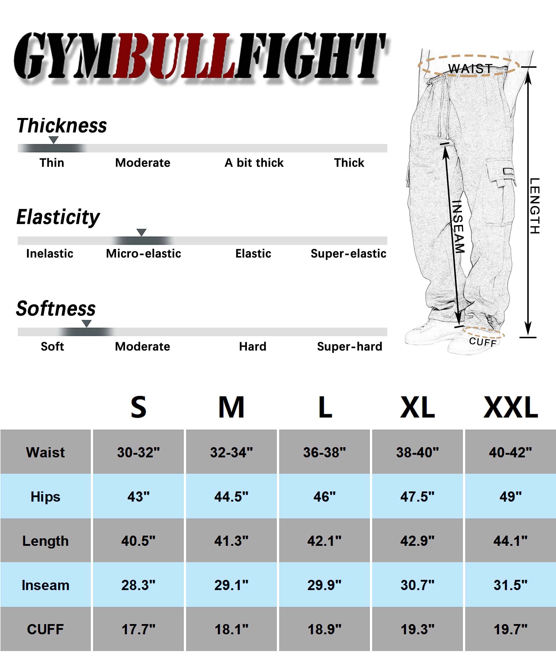 GYMBULLFIGHT Men's Cargo Sweatpants Loose Fit Pants Joggers for Men with Pockets, Open Bottom Drawstring Black