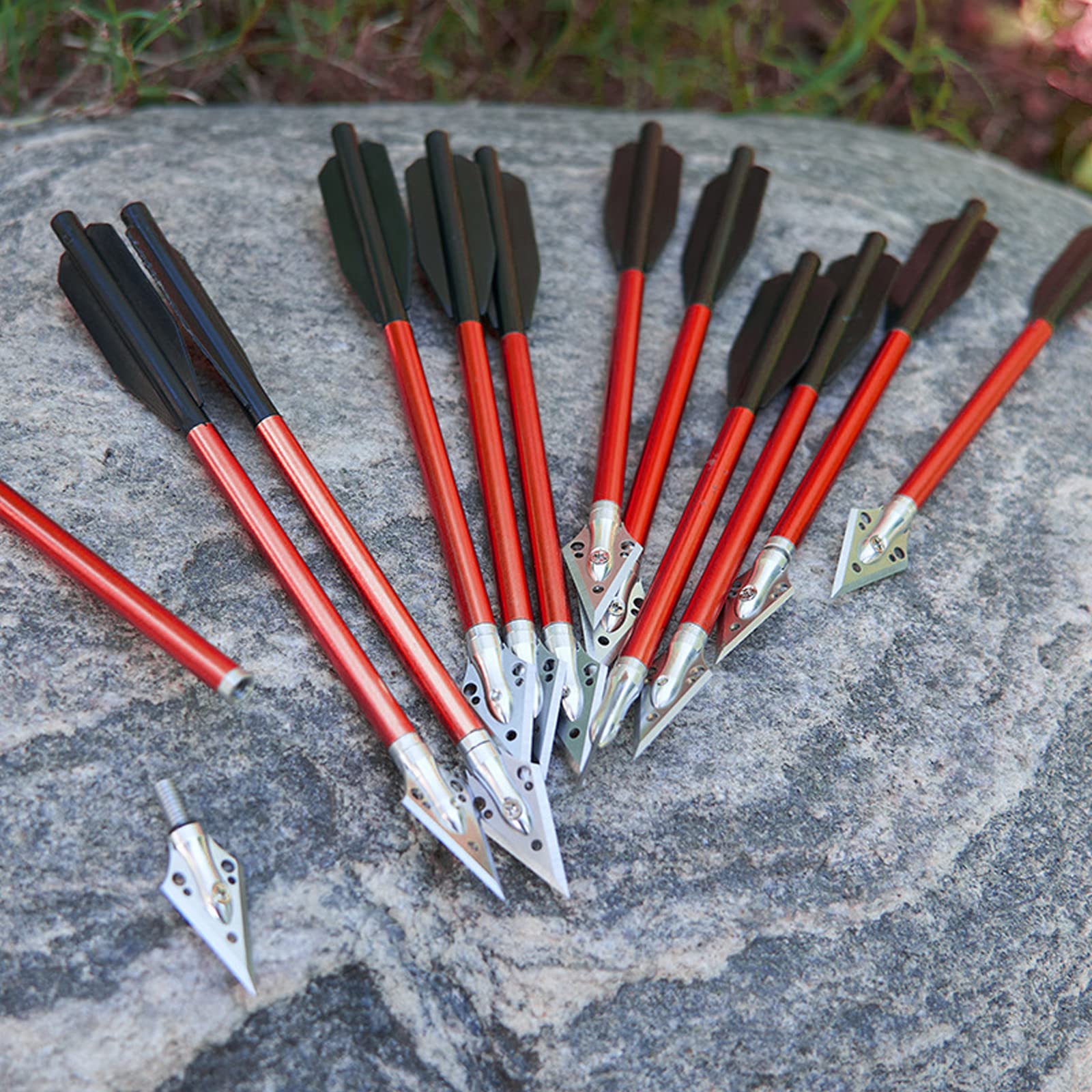 6.25 Inch Aluminum Crossbow Bolts Set with Sharp Metal Tip 50-80LB Mini Archery Crossbow Arrows for Shooting Target Practice Small Hunting Game (12pcs, Red)