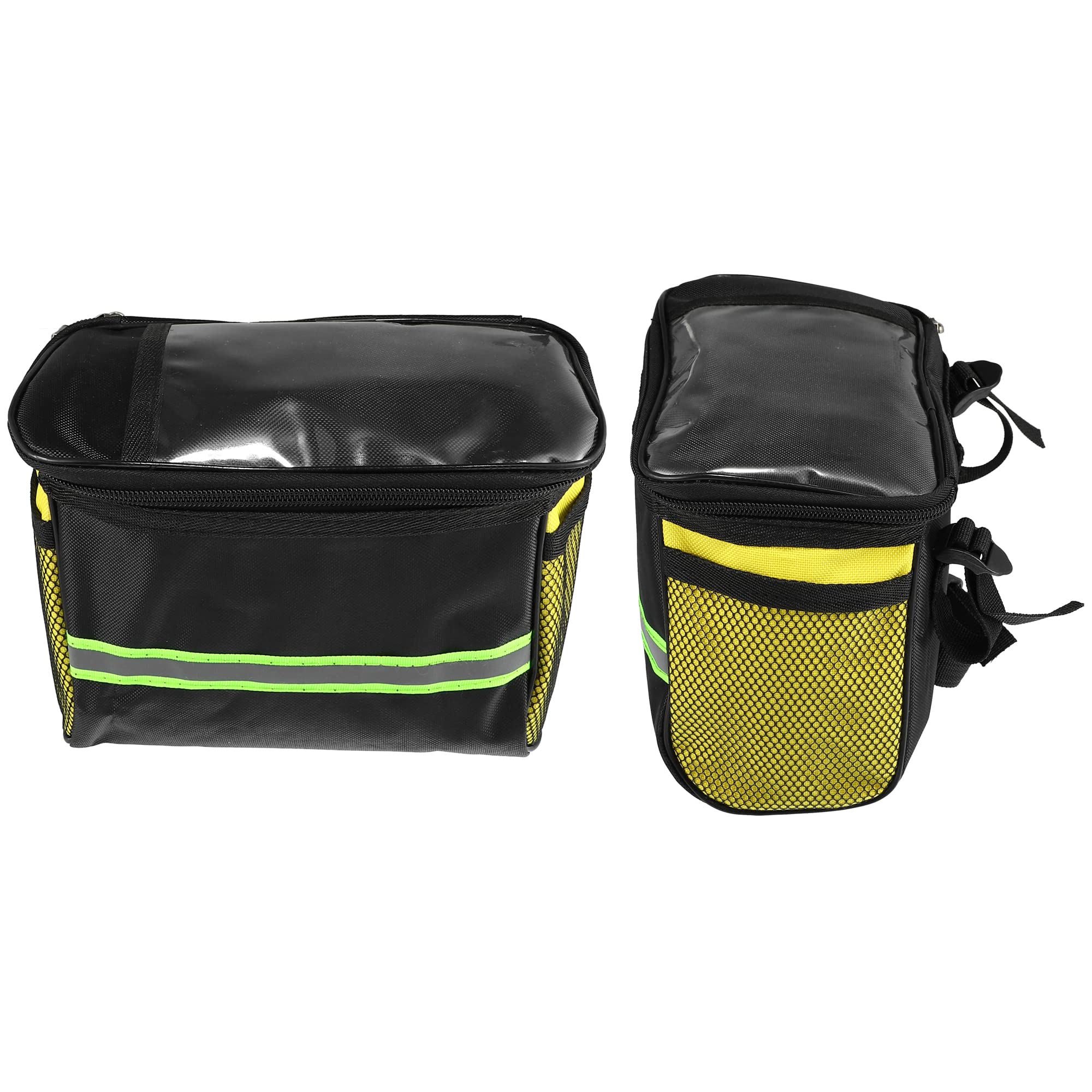 X AUTOHAUX 5L Capacity Bike Handlebar Bag with 7 inch Touch Screen Phone Holder Mesh Side Pocket Bicycle Front Storage Bag for Mountain Bikes Yellow