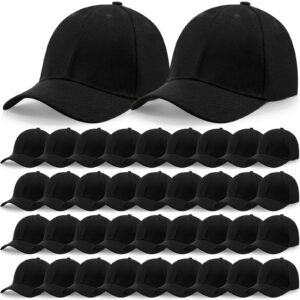 72 Pcs Plain Baseball Caps Bulk Blank Dad Hat Adjustable Back Strap Caps Unisex Solid Color Golf Hat for Men Women Sports (Black)