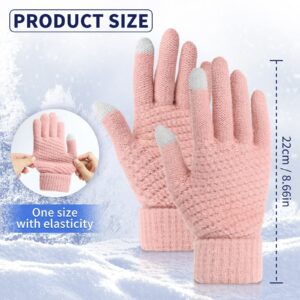 Omisy 4 Pairs Womens Gloves for Cold Weather, Christmas Gifts for Her Mom Wife Stockings Stuffers, Winter Warm Gloves with Touchscreen - Black, Grey, Beige, Pink