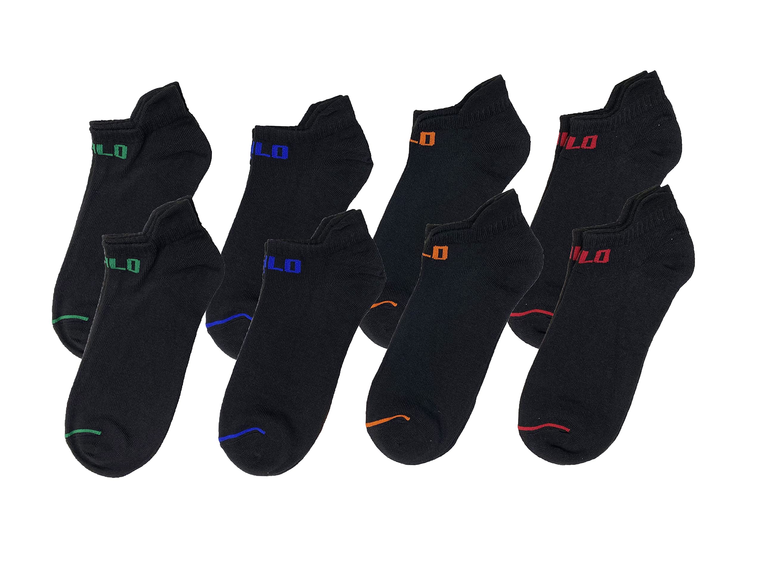 Polo Ralph Lauren Men`s Low Cut Socks 8 Pack (B(ZP827511PKN8)/R, 10-13)