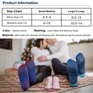 Hylaea Womens & Mens Non Slip Socks with Grip for Yoga Pilates Barre Home Hospital Socks Cushioned Stripe Large X-Large