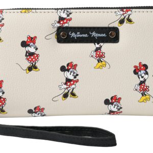 Disney Wallet Wristlet Zip Clutch Faux Leather (Minnie Mouse Cream)