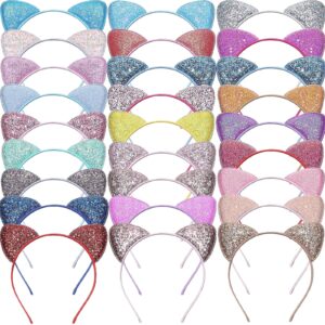 janinka 30 pcs cat ears headband for girls glitter sequin cat hairbands shiny kitty headband hair metal hoop hair accessories for women girls daily wearing birthday party decoration