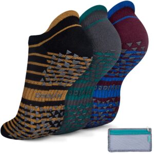 Womens & Mens Non Slip Socks with Cushion for Yoga Pilates Barre Home Hospital Socks Stripe Small Medium