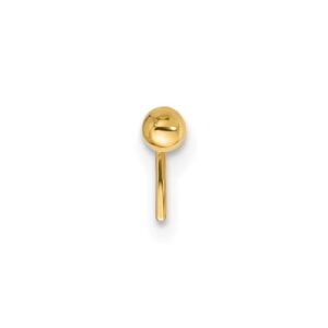 14k Gold 22 Gauge Polished 2.5mm Ball Nose Stud Jewelry for Women