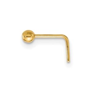 14k Gold 22 Gauge Polished 2.5mm Ball Nose Stud Jewelry for Women