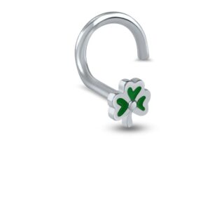 316L Surgical Steel Left Nostril Screw Nose Ring Stud Clover 20G