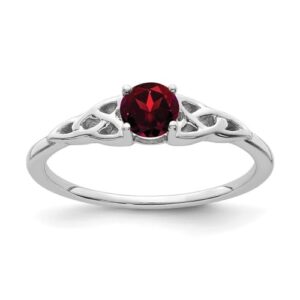 14k White Gold Garnet Celtic Knot Ring Size 7.00 Jewelry for Women