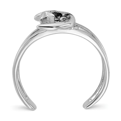 925 Sterling Silver Rhodium Plated Oxidized Celestial Moon and Star Toe Ring Jewelry for Women