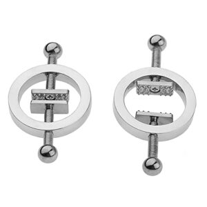 Pingyongchang 2PCS Nipple Rings Stainless Steel Clip on Nipple Rings Shield Rings Adjustable Barbell Ring Bar Nipple Rings Body for Women No Piercing Jewelry