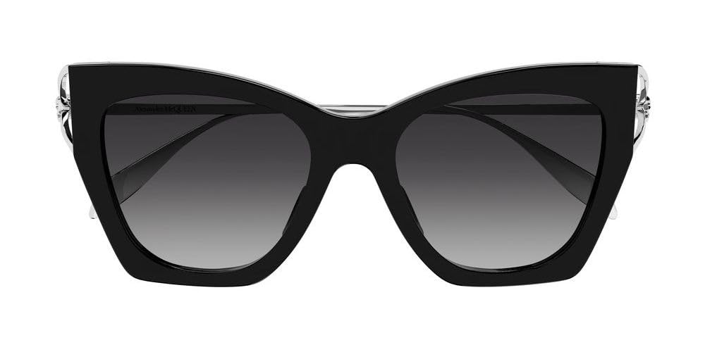 Alexander McQueen Square Cat Eye Sunglasses AM0375S 001 Black/Silver 53mm