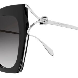 Alexander McQueen Square Cat Eye Sunglasses AM0375S 001 Black/Silver 53mm