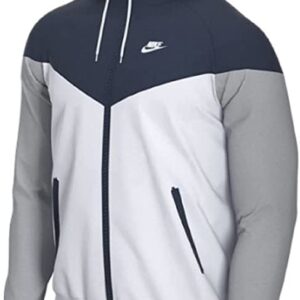 NIKE TEAM MEN'S WINDRUNNER JACKET Hooded Windbreaker (Navy/White, Small)