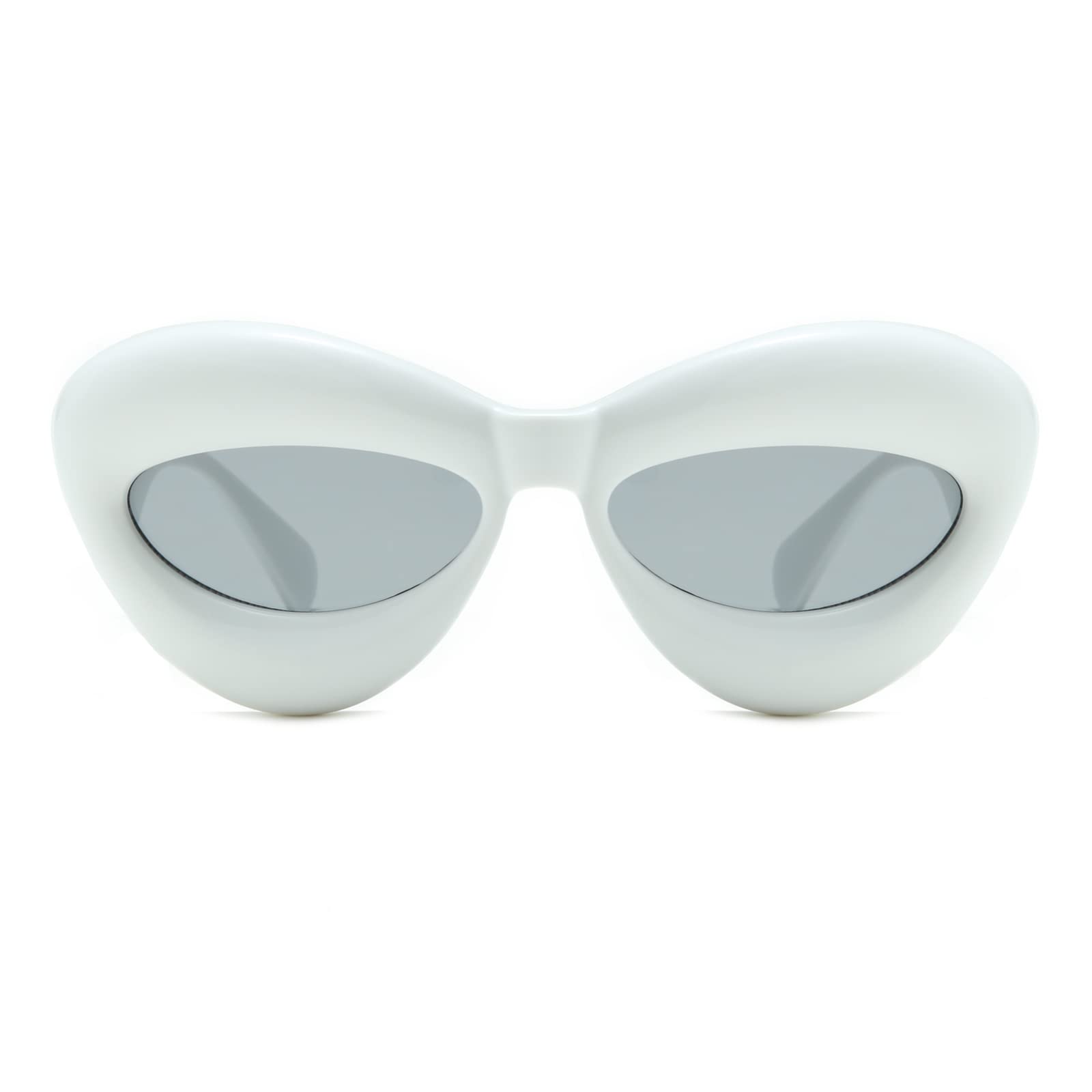 Long Keeper Sexy Lip Sunglasses - Unique Women Thick Frame Cat Eye Candy Color Punk Sun Glasses UV400 (White)