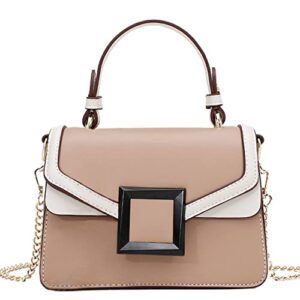 rtggsel elegant crossbody shoulder evening bag for women pu leather top handle messenger bag chain strap small square satchel purse (apricot)