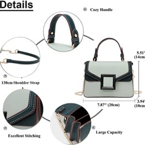 RTGGSEL Elegant Crossbody Shoulder Evening Bag for Women PU Leather Top Handle Messenger Bag Chain Strap Small Square Satchel Purse (Apricot)