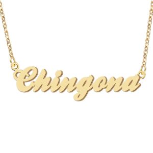 Chingona Name Necklace Personalized Engraved Name Pendant for Womens Friends