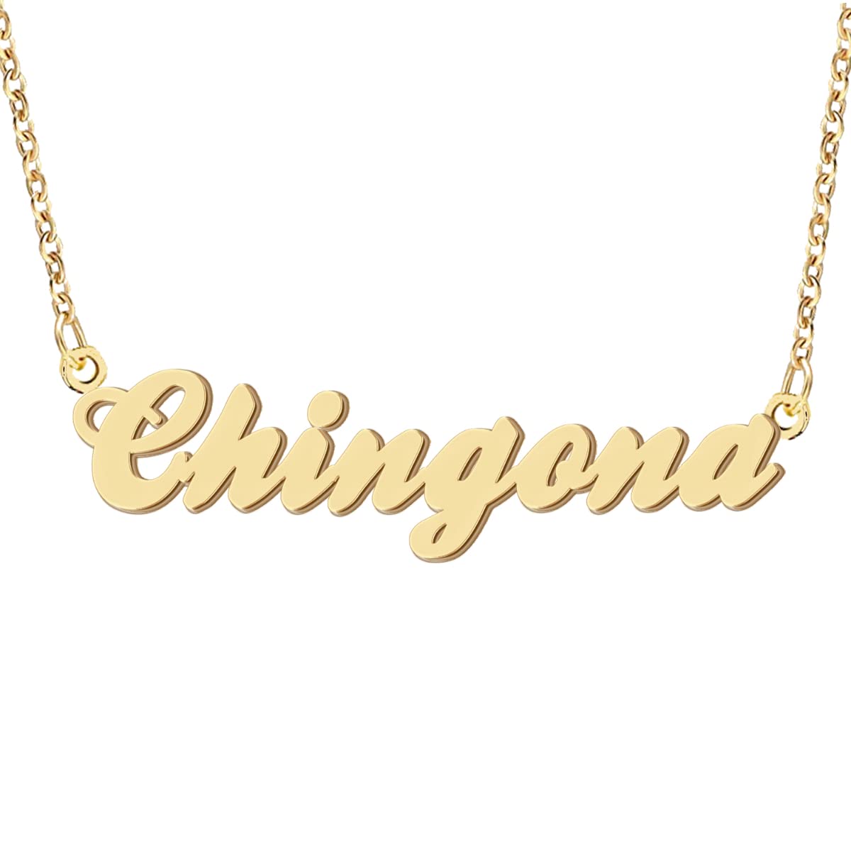 Chingona Name Necklace Personalized Engraved Name Pendant for Womens Friends