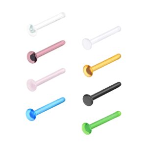 YOFANST 8pcs 20G Glass Nose Studs Pin Bone Colorful Septum Set Nose Piercing Jewelry for Women Men