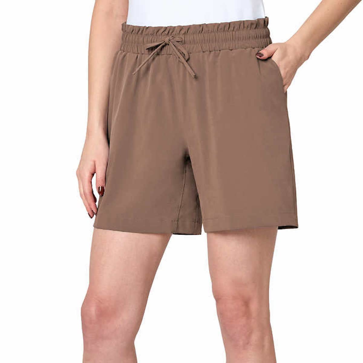 Mondetta Women's Moisture Wicking Woven Short with Pockets (as1, Alpha, xx_l, Regular, Regular, Mocha Mousse, XX-Large)