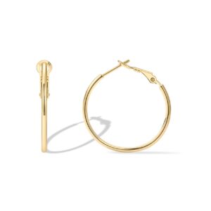 pavoi 14k gold plated sterling silver post hoops | large hoops earring | lightwight gold hoop earrings for women (yellow gold,30mm)