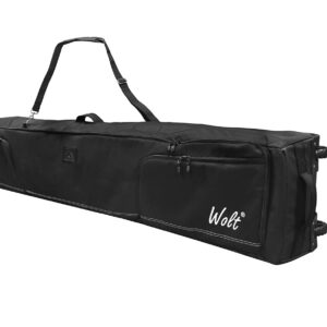 WOLT Rolling Ski Bag - Padded Snowboard Bag Carrier with Wheels for Air Travel, fit to Double Pairs of Skis up to 175 cm