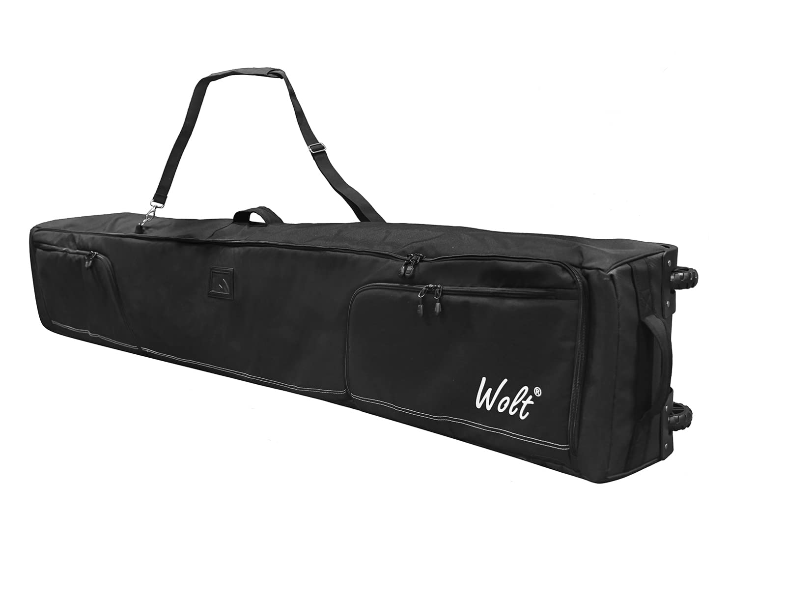 WOLT Rolling Ski Bag - Padded Snowboard Bag Carrier with Wheels for Air Travel, fit to Double Pairs of Skis up to 175 cm