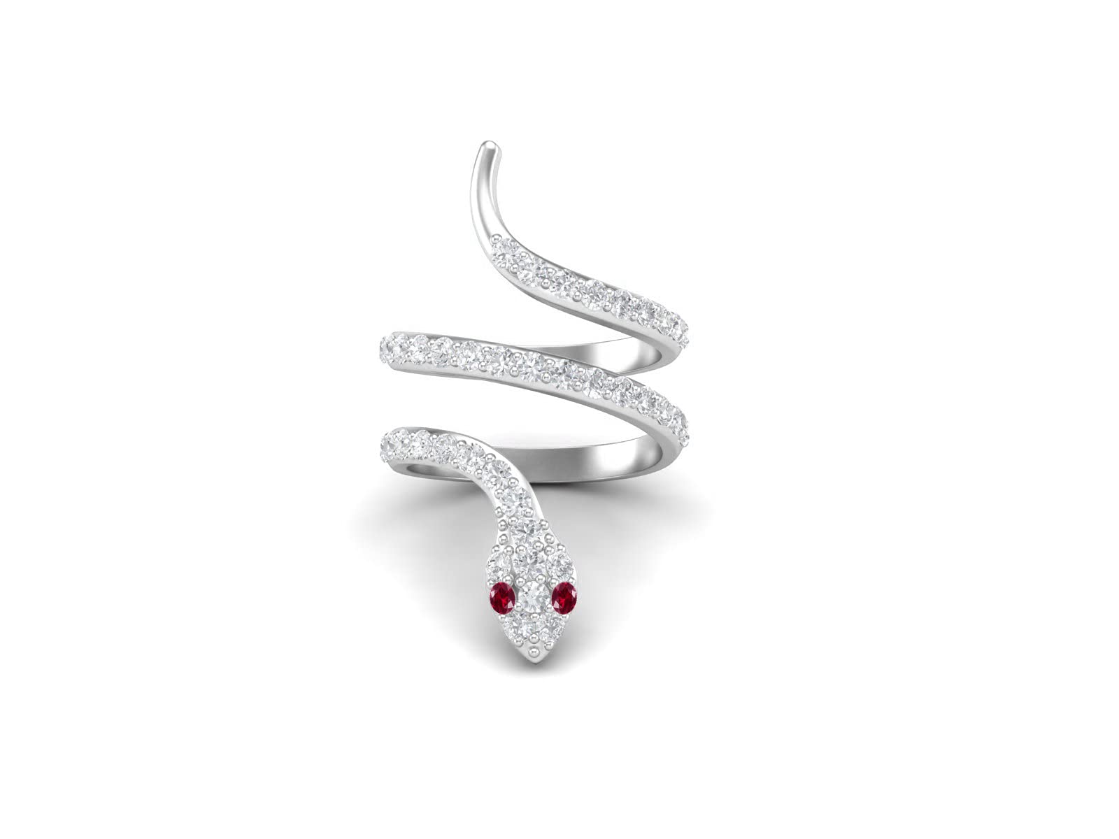 MOONEYE 925 Sterling Silver Snake Ring for Women Vintage Wrap Rings with Natural Ruby & White Topaz Engagement Ring Cobra Snake Rings (Sterling Silver, 7)