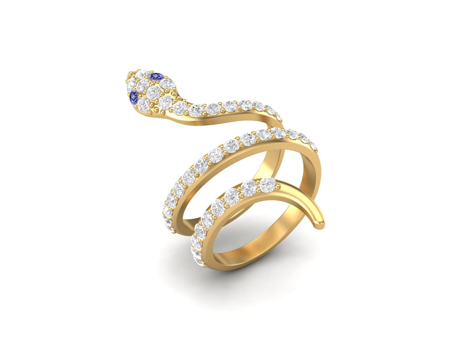 MOONEYE 925 Sterling Silver Snake Ring for Women Vintage Wrap Rings with Natural Tanzanite & White Topaz Engagement Ring Cobra Snake Rings (Gold Vermeil, 9)