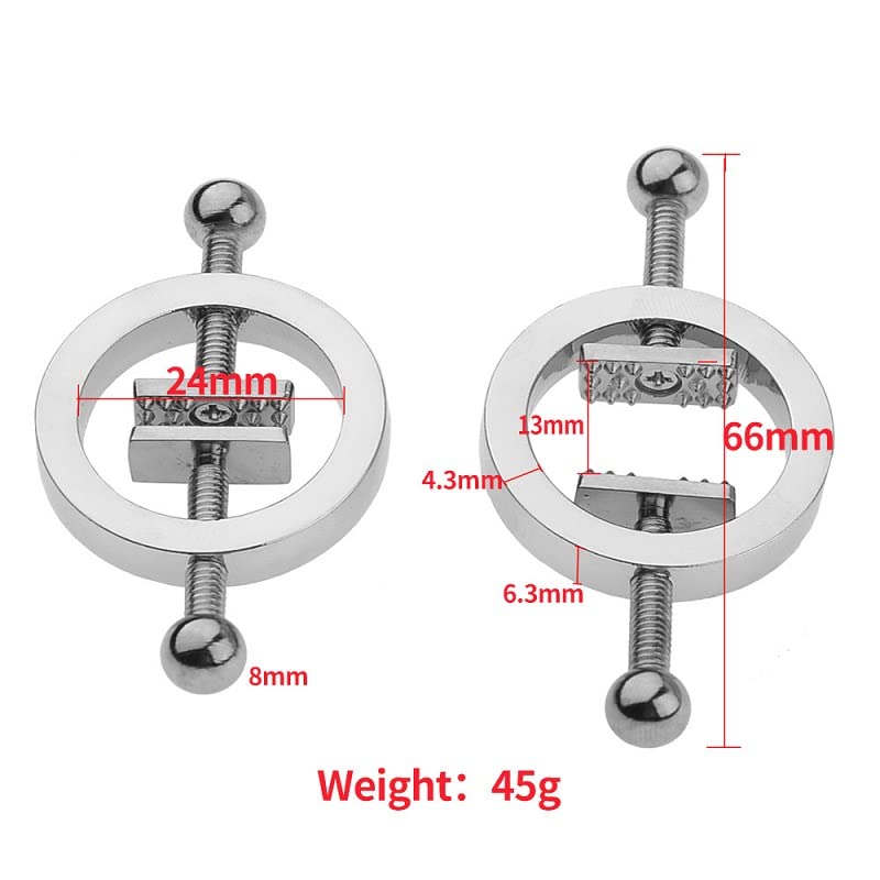 Pingyongchang 2PCS Nipple Rings Stainless Steel Clip on Nipple Rings Shield Rings Adjustable Barbell Ring Bar Nipple Rings Body for Women No Piercing Jewelry