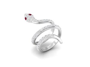 mooneye 925 sterling silver snake ring for women vintage wrap rings with natural ruby & white topaz engagement ring cobra snake rings (sterling silver, 7)