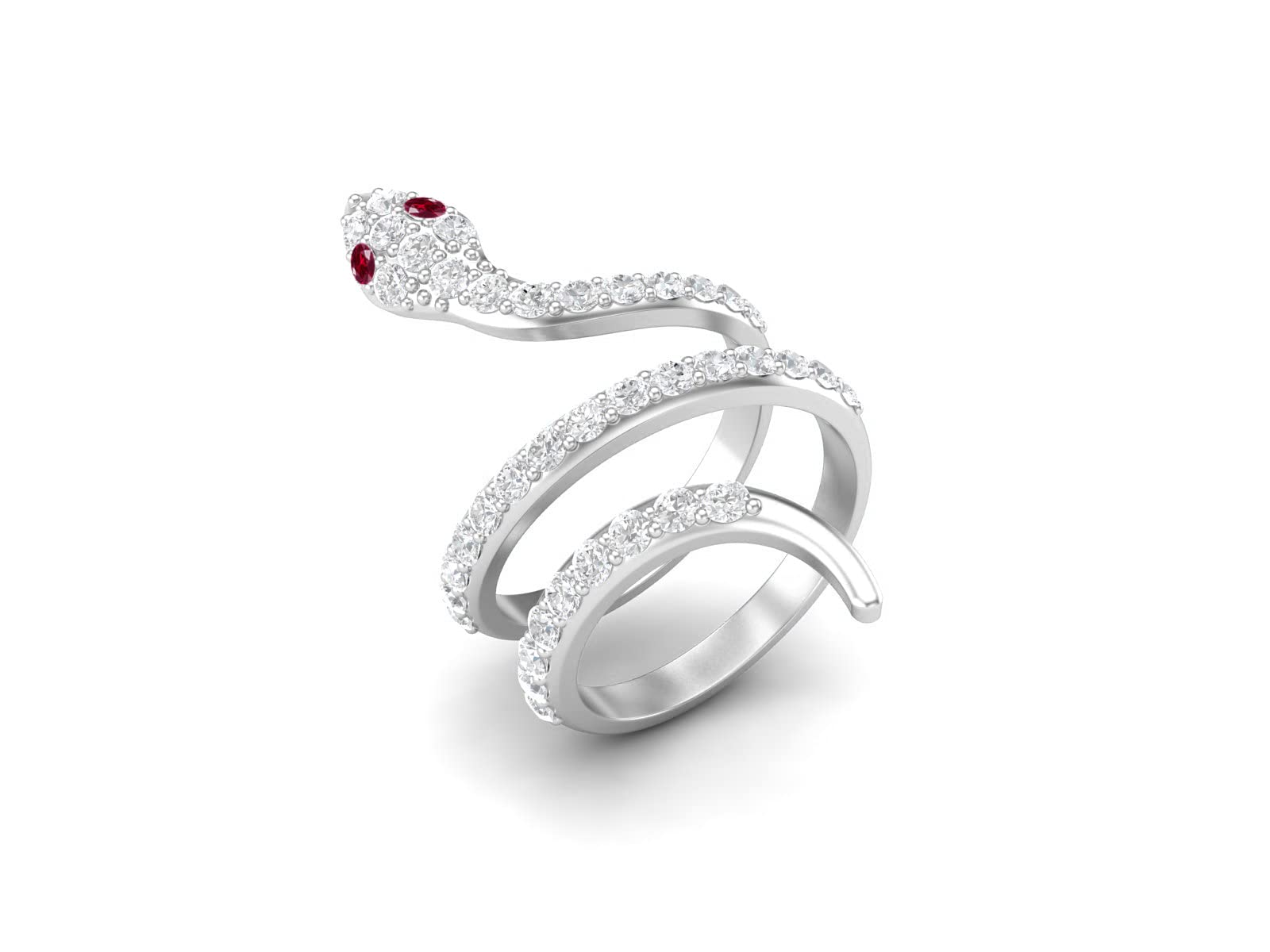 MOONEYE 925 Sterling Silver Snake Ring for Women Vintage Wrap Rings with Natural Ruby & White Topaz Engagement Ring Cobra Snake Rings (Sterling Silver, 7)