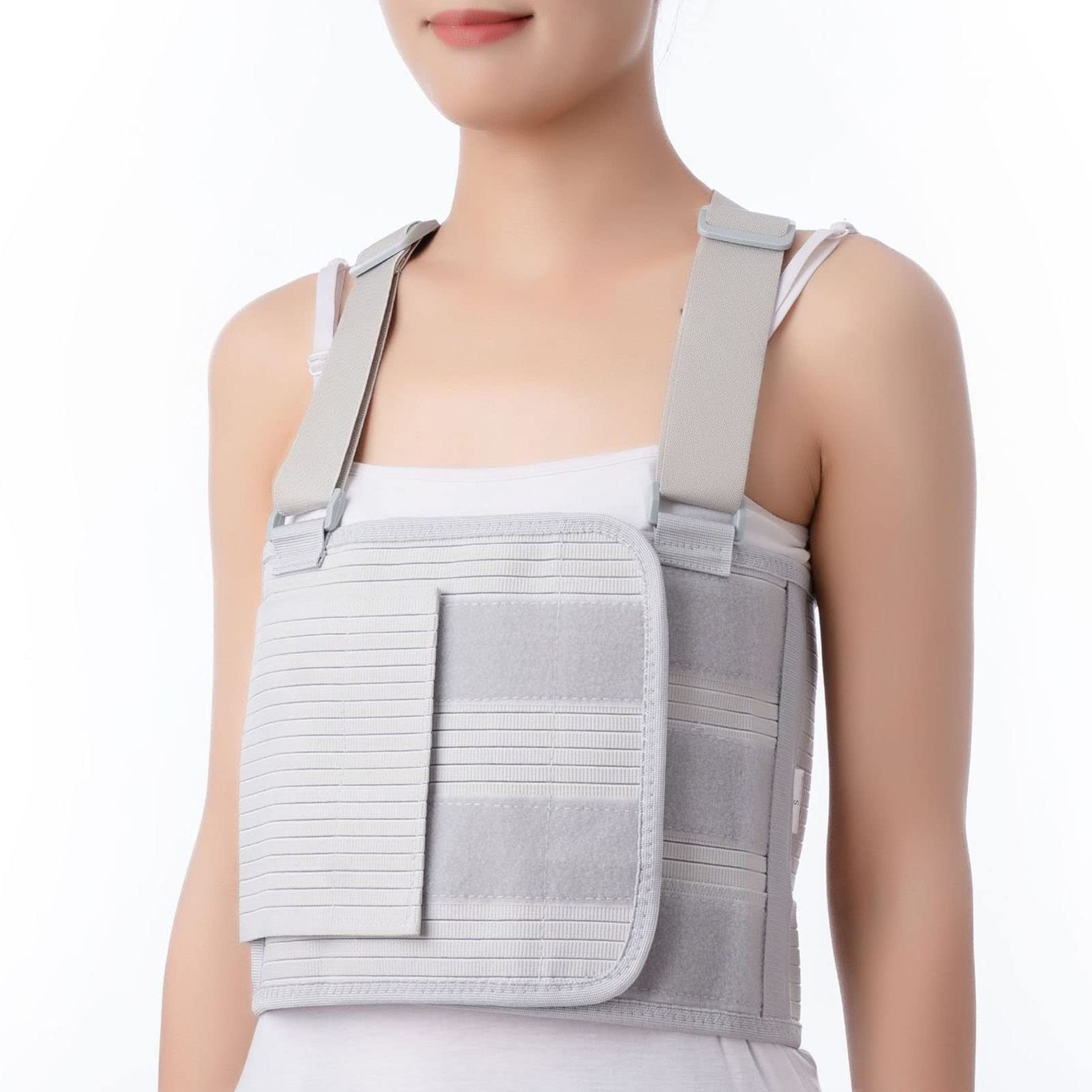 Rib Corset Reducing Support Chest and Sternum , Breathable Broken Back Suspenders Elastic Double Support Belt for Broken Chest Intercostal Support Elastic Sternum Belt