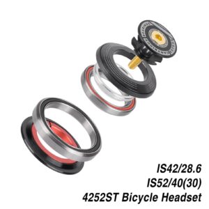 Socobeta Headsets 42 52mm Aluminium Alloy Road Headset Bearing Suitable for Standard Straight and Tapered Mountain Forks