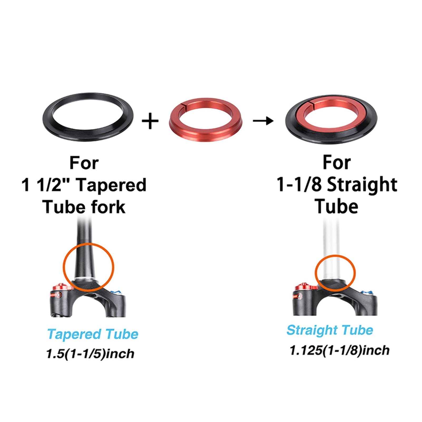 Socobeta Headsets 42 52mm Aluminium Alloy Road Headset Bearing Suitable for Standard Straight and Tapered Mountain Forks