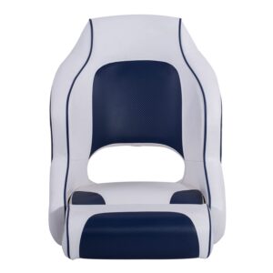 NESHULT Premium Captain Bucket Seat Boat Seat Sports Flip Up Boat Seat with Boat Seat Cover,White/Navy Blue