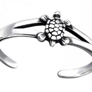 SAE99 .925 Sterling-Silver Toe Ring (Adjustable) (Turtle)