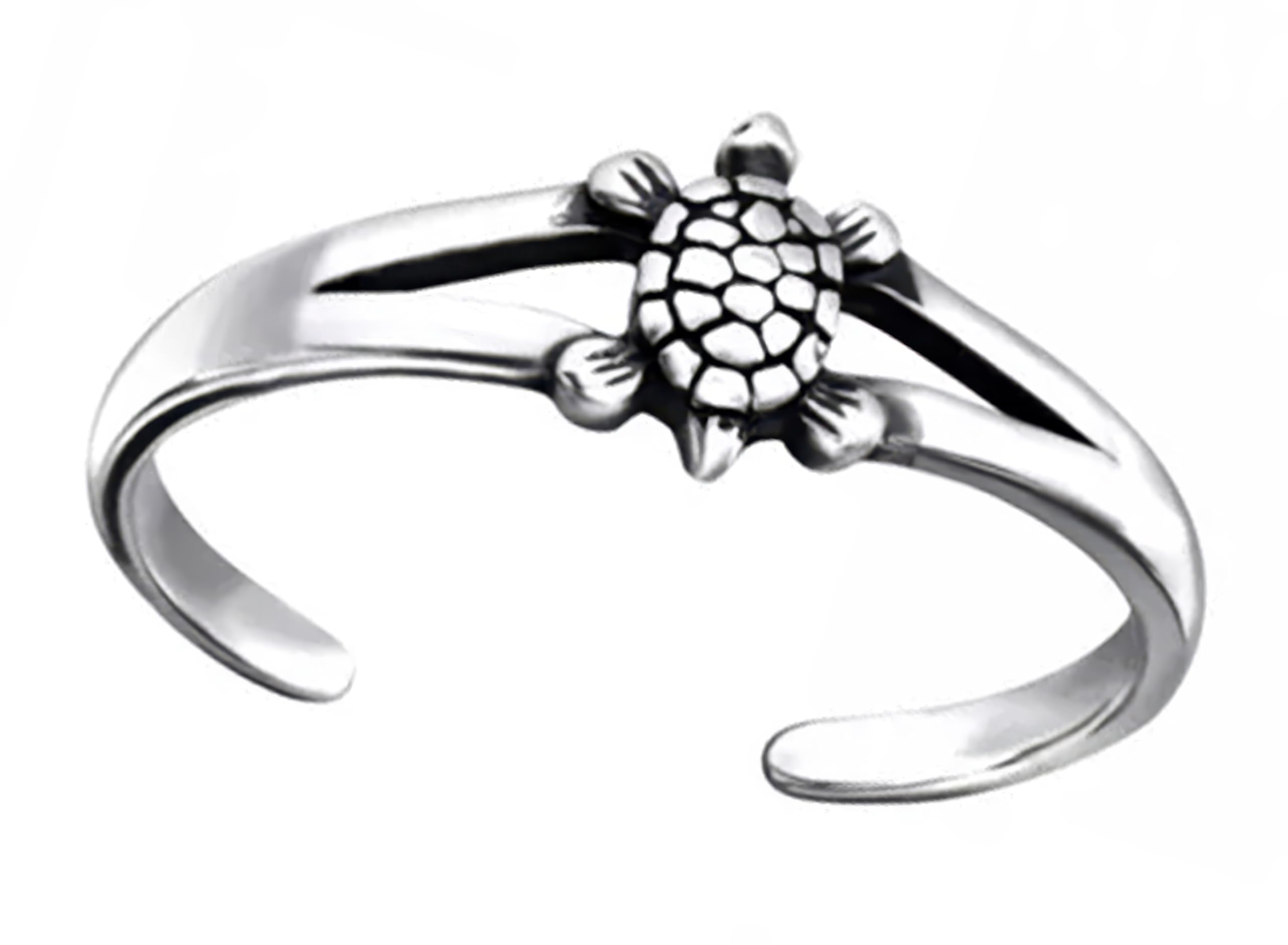 SAE99 .925 Sterling-Silver Toe Ring (Adjustable) (Turtle)