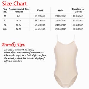 dPois Kids Girls Basic Ballet Leotard Gymnastics Dance Unitard One Piece Strechy Bodysuit Dancewear Activewear Nude 7-8 Years