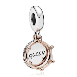 datouqi queen and regal crown dangle charm rose charm 925 sterling silver charms for bracelets and necklaces