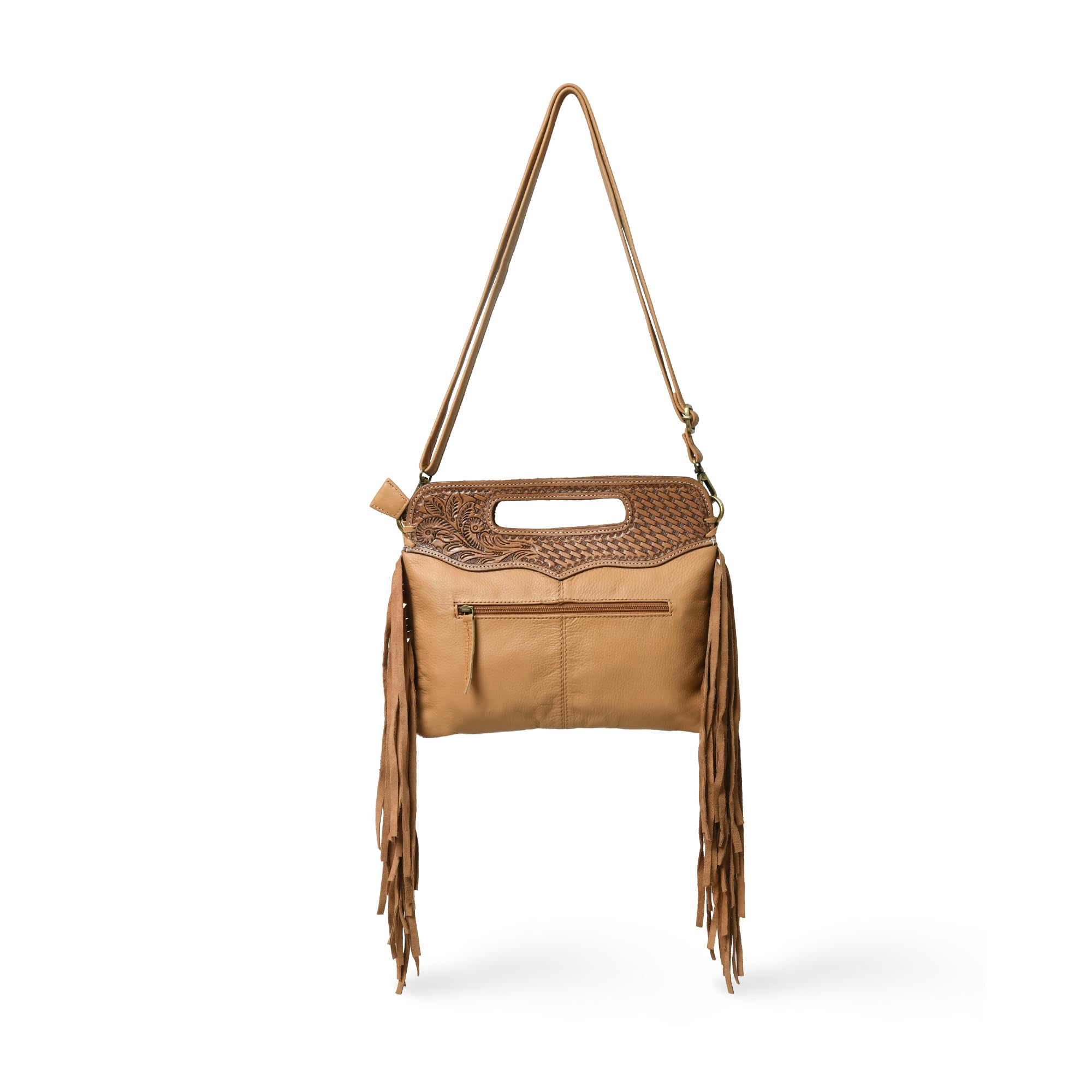 Western Suede Fringe Hair-On Crossbody Bag Women Natural Leather Hand Bag With Adjustable Strap | Leather Handbag | Purse | Side Sling Bag