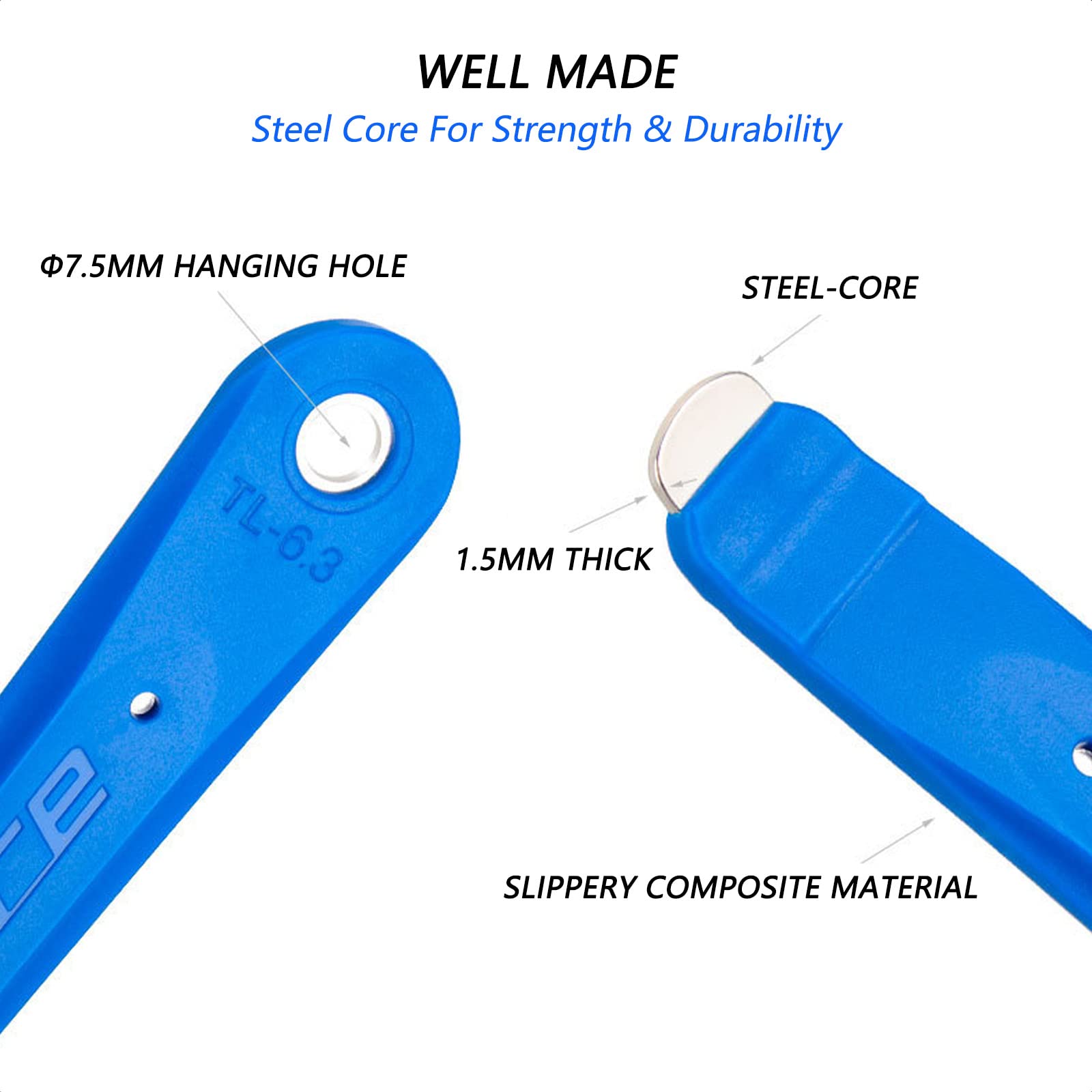 TISEKER Steel-Core Tyre Lever Carded Tool, Metal Boosted Tire Levers Tool for Bike Bicycle Tire Repair