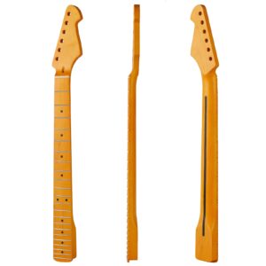 22fret yellowish matte electric guitar neck st canadian maple electric guitar neck, cow bone nut 9.5inch